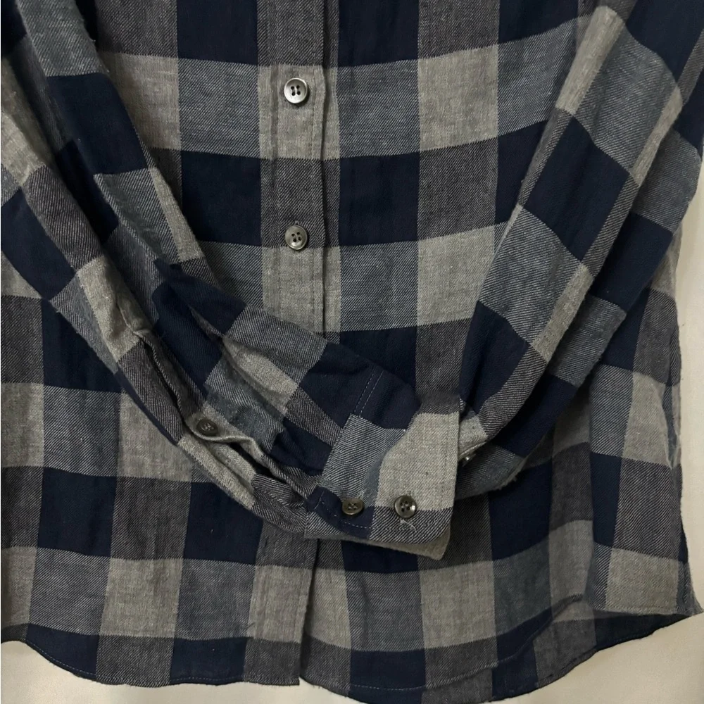 J. Crew Navy and Gray Plaid Button Down Shirt